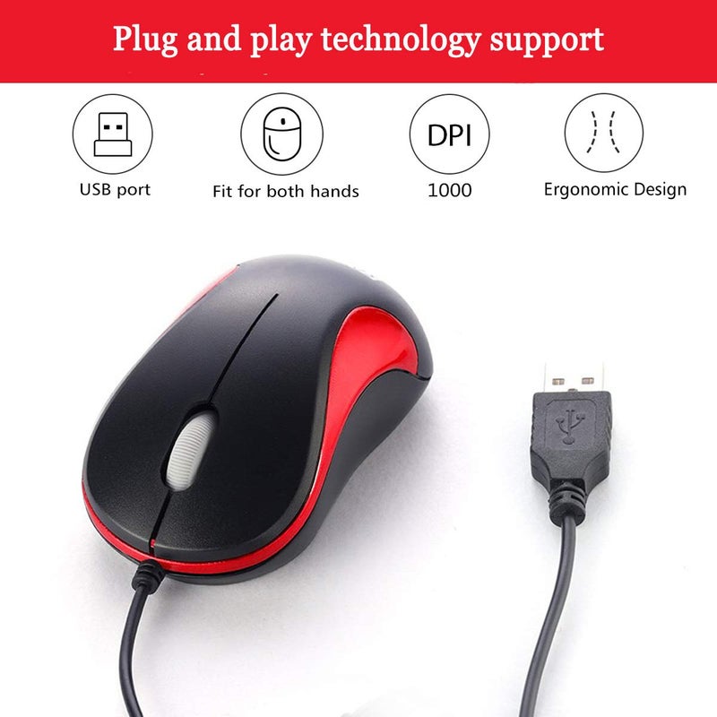 SOON GO Wired Mouse,Mini Optical Computer Mouse with Ergonomic Design for Laptop, Chromebook, PC, Desktop, Mac, Notebook-Red by SOONGO - Image 3